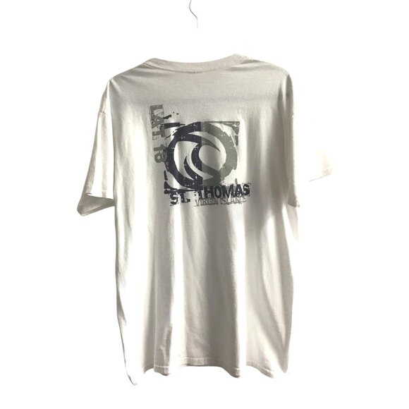ST. THOMAS- MENS WHITE COTTON GRPAHIC CREW NECK SHORT SLEEVE T-SHIRT SIZE LARGE - Picture 2 of 7